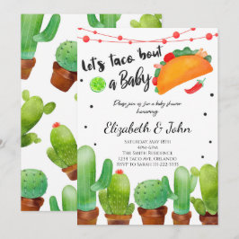 Fiesta Taco Bout Baby Watercolor Cactus Inbjudan