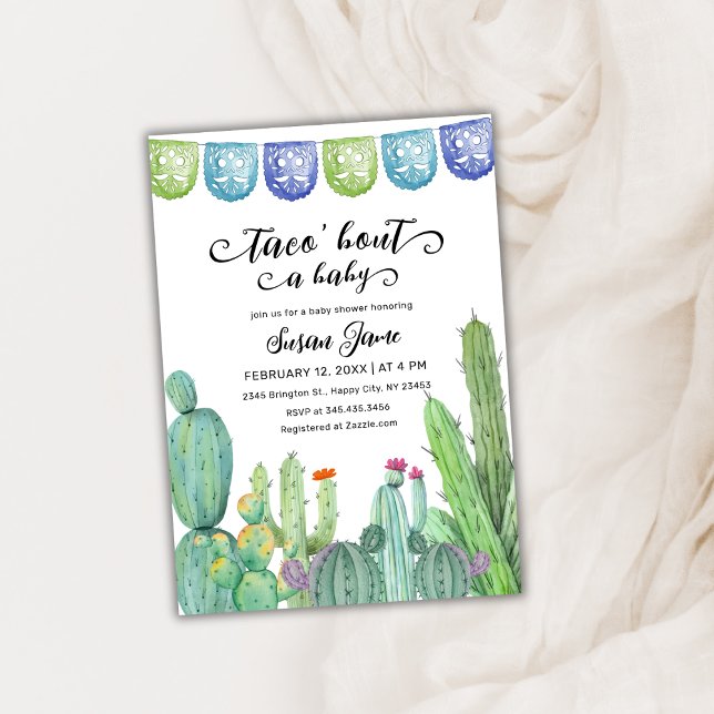 Fiesta Taco 'Bout Cactus Baby Shower Inbjudningar (Fiesta Taco 'Bout Cactus Baby Shower Invitation)