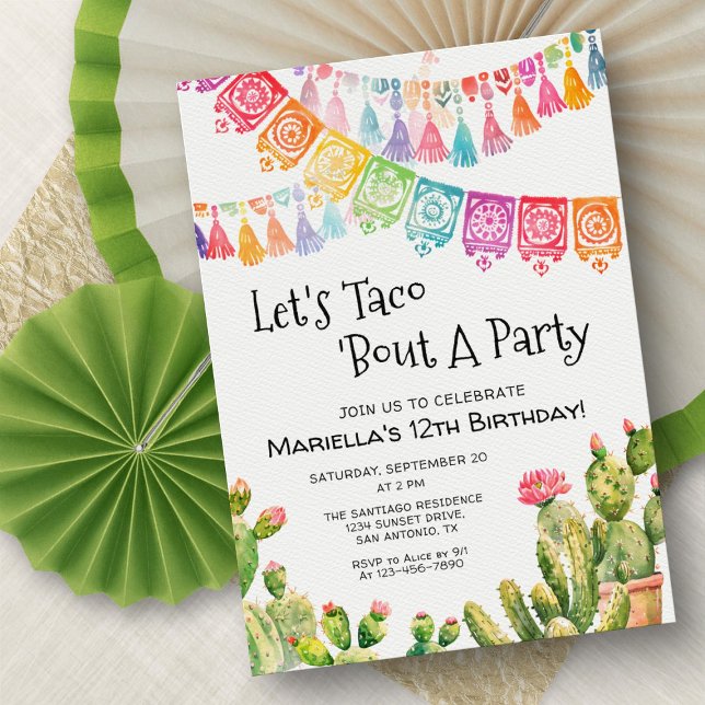 Fiesta Taco Bout Cactus Birthday Invitation Inbjudningar (Skapare uppladdad)