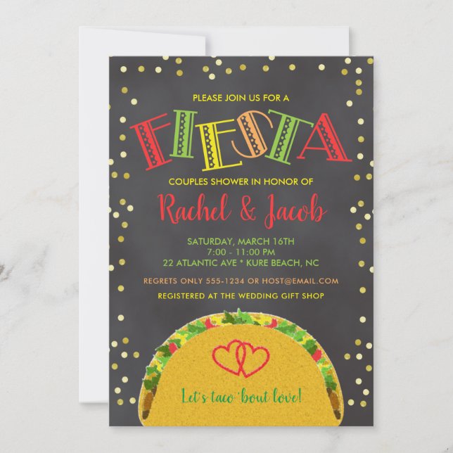Fiesta Taco Bout Love Parbröllopsfest Inbjudningar (Framsida)