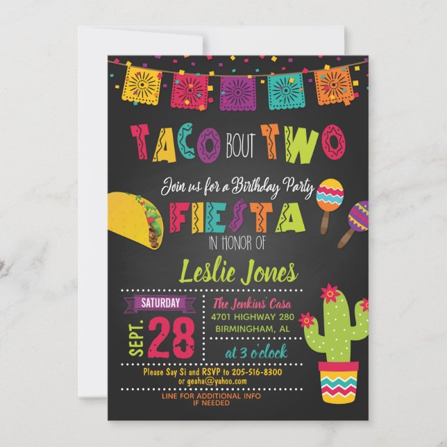 Fiesta Taco Bout två födelsedagsinbjudningar Inbjudningar (Framsida)
