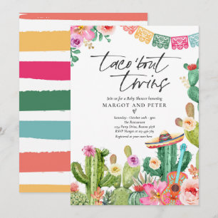 Fiesta Taco "Bout Twillingars Mexican Cactus Baby Inbjudningar