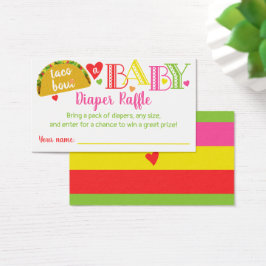Fiesta Taco Flicka Shower Diaper Raffle Card Visitkort