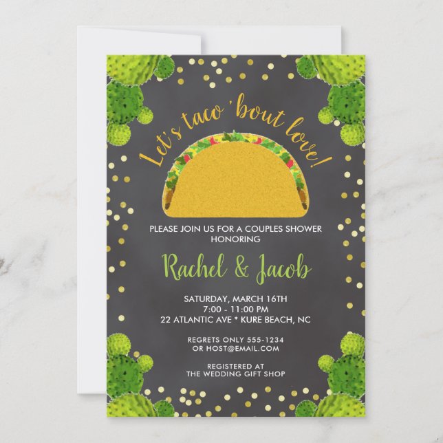 Fiesta Taco Kärlekspar Bröllopsfest Inbjudningar (Framsida)