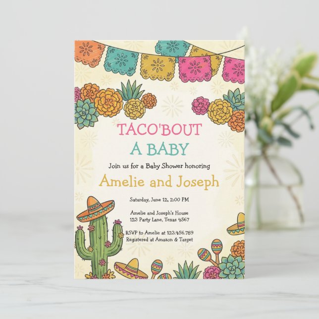 Fiesta Taco Om en Babyfest Inbjudningar (Stående Fram)