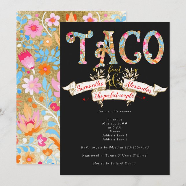 Fiesta Taco Om Kärlek Perfekt Par Par Bröllopsfest Inbjudningar (Fram/baksida)