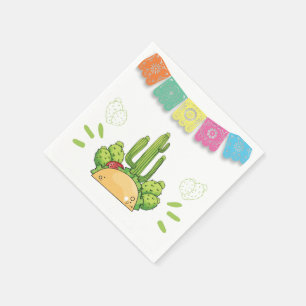 Fiesta Taco Pappersservett Mexican Cactus Blommigt