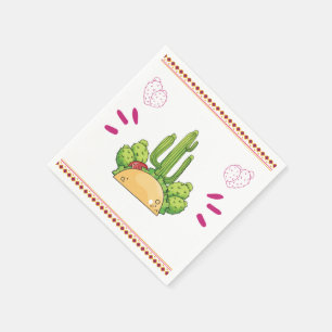 Fiesta Taco Simple Mexican Cactus Blommigt Pappersservett