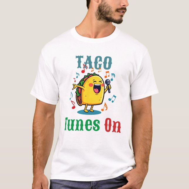 Fiesta Taco Singing Mexican Taco Tecknad Outfit T Shirt (Framsida)