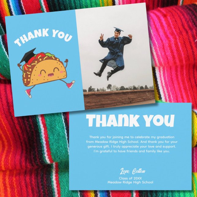 Fiesta Taco Studenten Photo - tackkort Tack Kort (Fiesta Taco Graduation Photo Thank You Card)