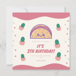 Fiesta Taco Twosday Cactus Girl 2 Birthday Party Inbjudningar