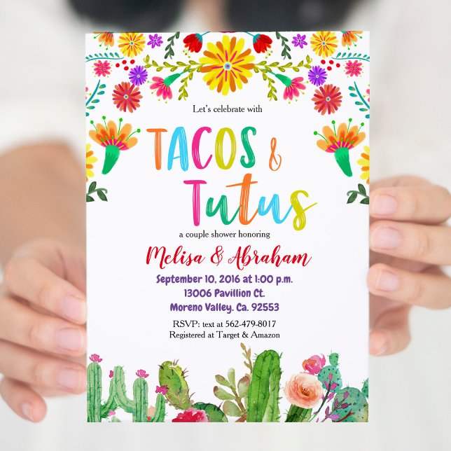 Fiesta Tacos och Tutus Baby Shower Inbjudan-kort Inbjudningar (Skapare uppladdad)