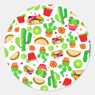 Fiesta Tacos Taco Tisdag Färgglad Cinco de Mayo Runt Klistermärke