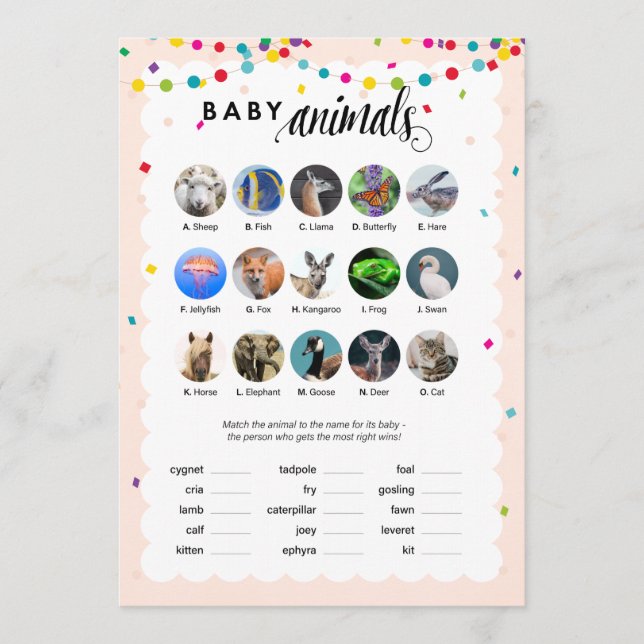 Fiesta Tema babyduschspel baby djur Program (Framsida)