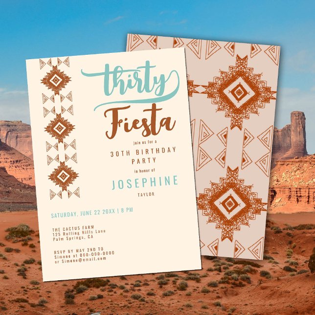 Fiesta Terracotta Desert Print 30års födelsedag Pa Inbjudningar (Skapare uppladdad)