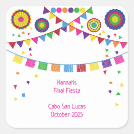 Fiesta Theme Square Party-fästare Fyrkantigt Klistermärke