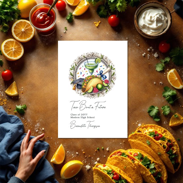 Fiesta Theme Taco "Bout a Future Studenten Photo Meddelande (Fiesta Theme Taco ‘Bout a Future Graduation Photo Announcement)