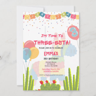 Fiesta Three-Esta Girl Birthday-inbjudan Inbjudningar