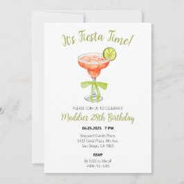 Fiesta Time Strawberry Margarita Watercolor Tack Kort