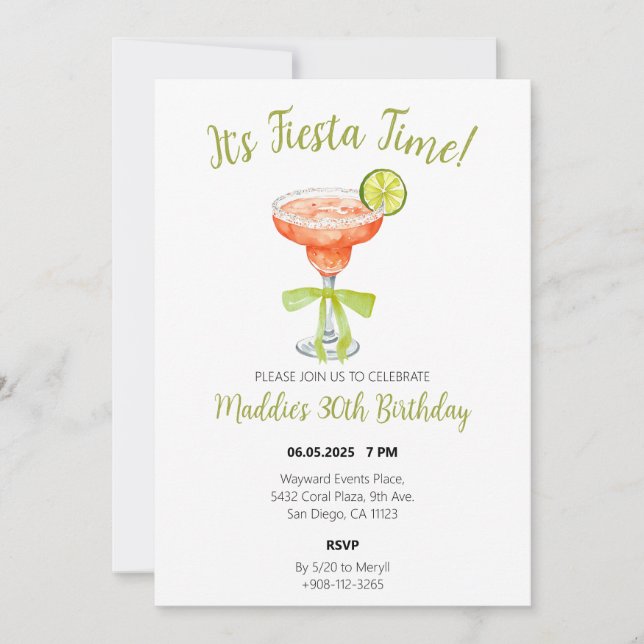 Fiesta Time Watercolor Strawberry Margarita Spara Datumet (Framsida)
