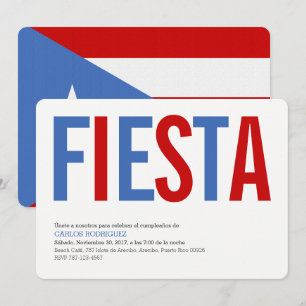 Fiesta: Traditionell: Puerto Rico Flagga Inbjudan