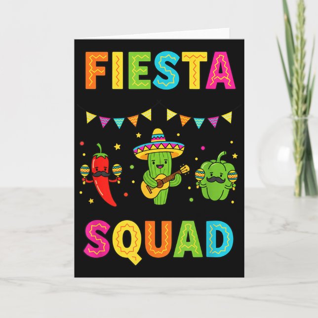 Fiesta-trupp söt kaktuspeppar klockpeppar barn kort (Framsida)