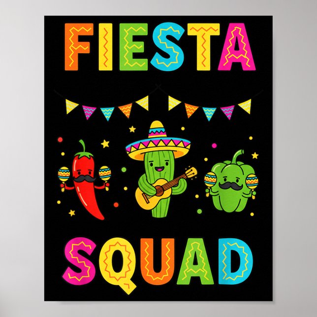 Fiesta-trupp söt kaktuspeppar klockpeppar barn poster (Framsidan)