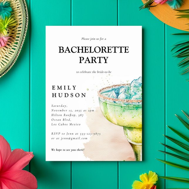 Fiesta Watercolor Bachelorette Party Inbjudningar (Skapare uppladdad)
