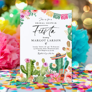 Fiesta Watercolor Cactus Mexican Möhippa Inbjudningar