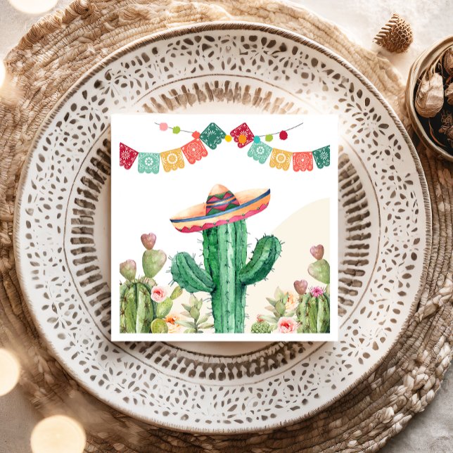 Fiesta Watercolor Cactus Mexican Party Succulent Pappersservett (Skapare uppladdad)