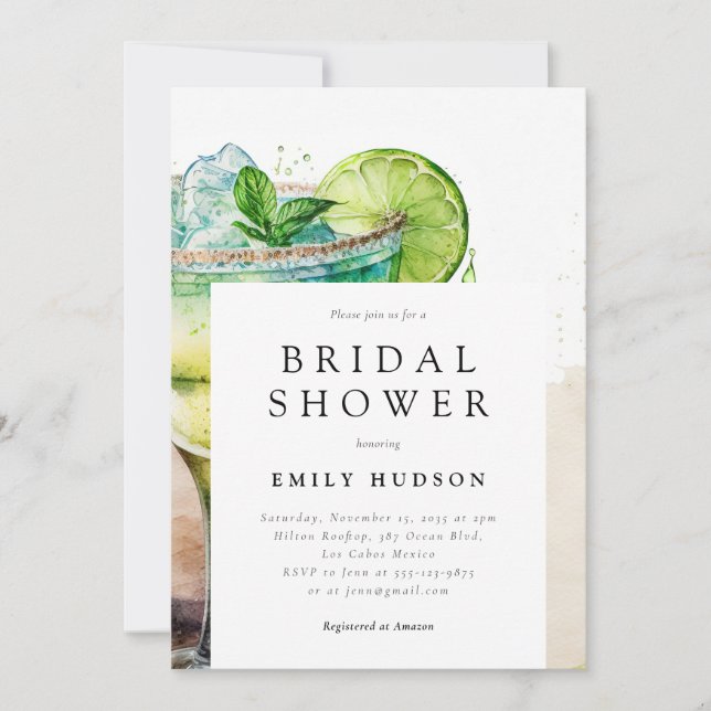 Fiesta Watercolor Inbjudningskort för möhippan (Framsida)