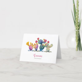 Fiesta Watercolor Kactus Bröllopsdusch Tack Kort