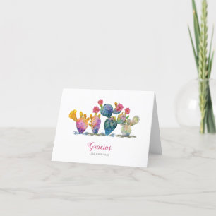 Fiesta Watercolor Kaktus Bröllopsdusch Tack Kort