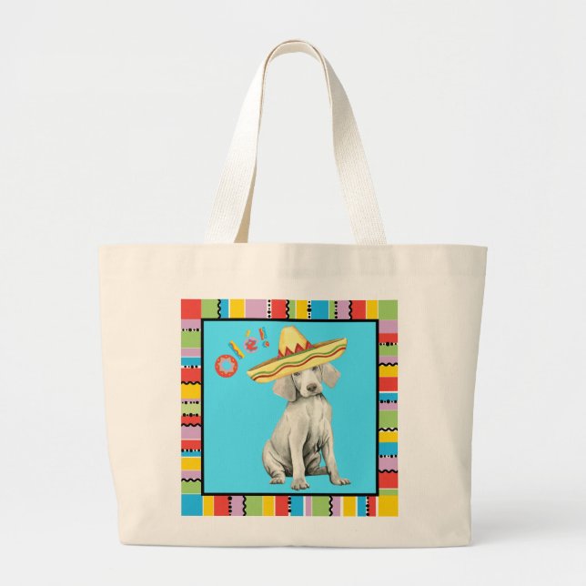 Fiesta Weimaraner Large Tote Bag Jumbo Tygkasse (Framsidan)