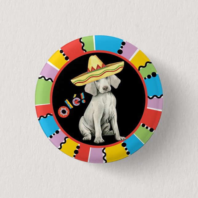 Fiesta Weimaraner Pinback Button Knapp (Framsida)