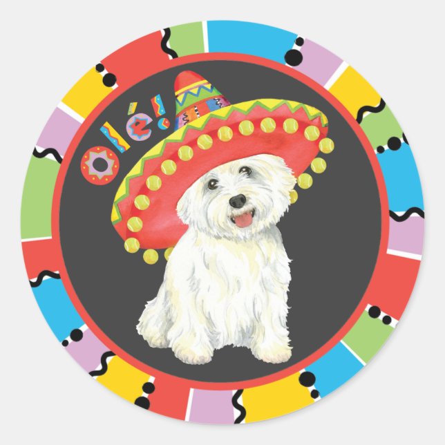 Fiesta Westie Runt Klistermärke (Framsida)