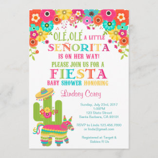 Fiestababy shower Invitation~ Piñata och blommor Inbjudningar