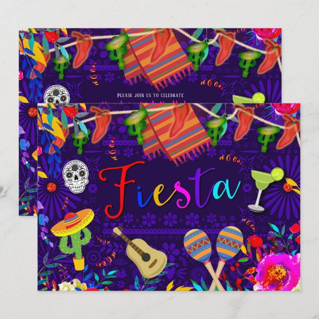 Fiestafirande Födelsedagsfest Cinco De Mayo Inbjudningar (Fram/baksida)