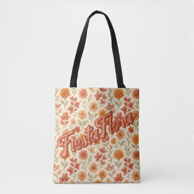 FiestaFlora – Mexican Boho Floral Tote Bag Tygkasse (Framsida)