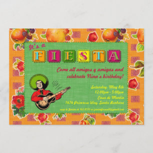 Fiestapartyinbjudan - mariachien bemannar orangen inbjudningar