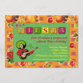 Fiestapartyinbjudan - mariachien bemannar orangen inbjudningar