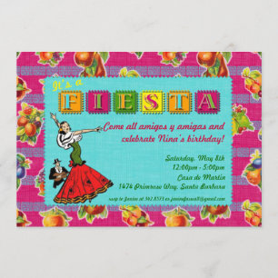 Fiestapartyinbjudan - mexicansk dansaremagenta inbjudningar