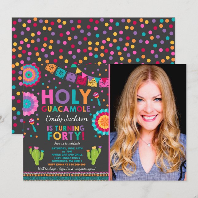 Fiestas 40:e födelsedagsinbjudan Heliga Guacamole  Inbjudningar (Fram/baksida)
