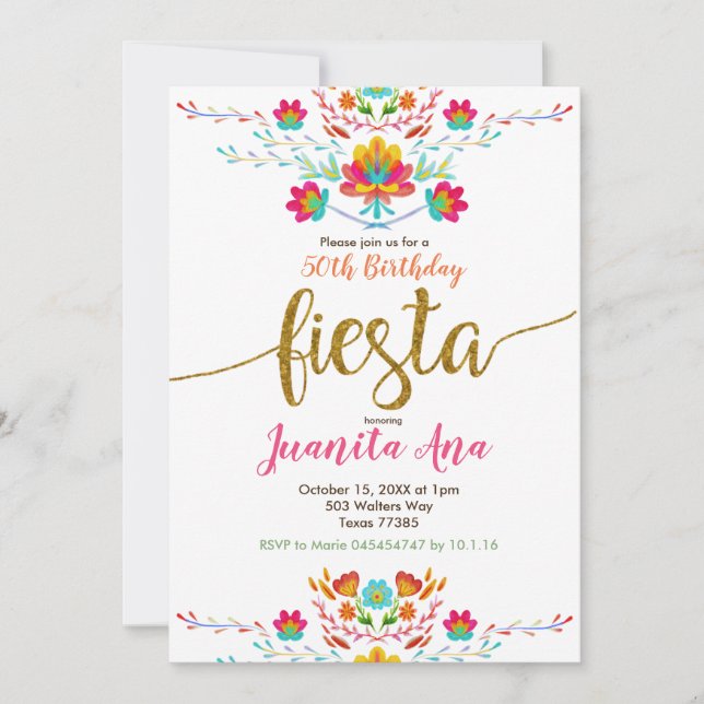 Fiestas femtionde överraskning Födelsedagsfest inb Inbjudningar (Framsida)