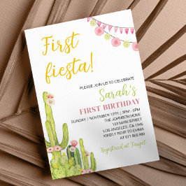 Fiestas första födelsedagsinbjudan inbjudningar