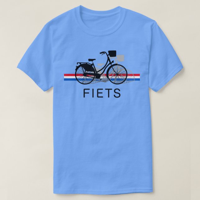 Fiets Bicycle in Dutch in front of Dutch flag T Shirt (Design framsida)