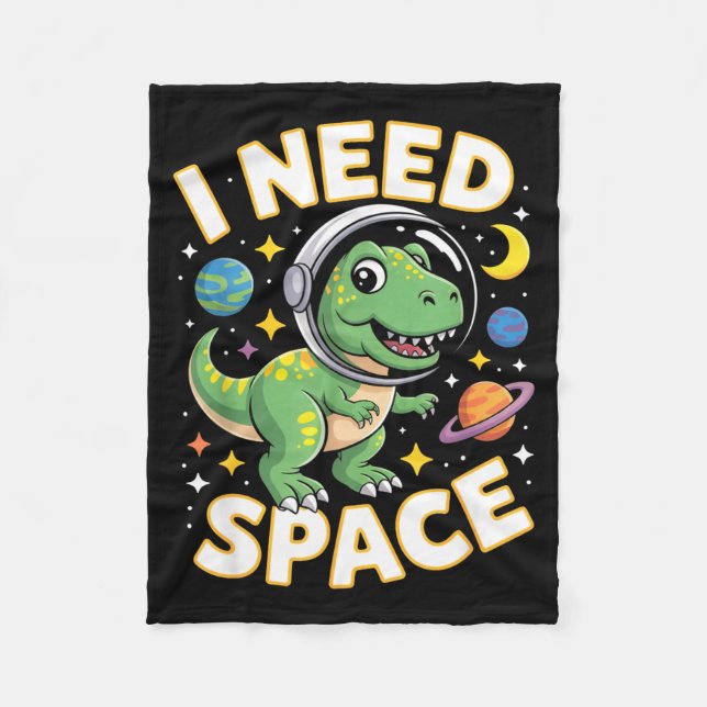 Fife Life I Need Space T-rex Astronaut Outterspace Fleecefilt (Framsidan)