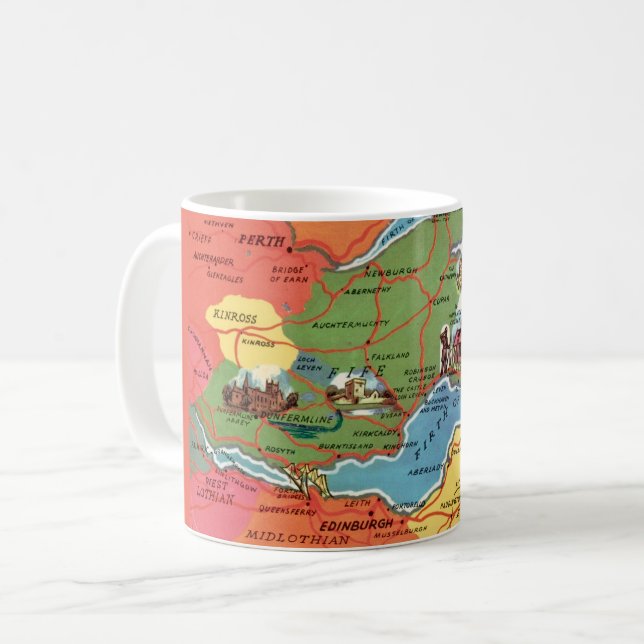 Fife Skottland Vintage vykortsmugg Kaffemugg (Framsida vänster)