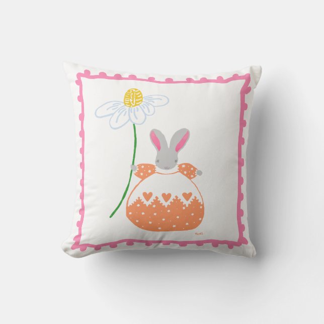 'fifi'-daisy i kudden för rosa och orange kudde (Framsida)