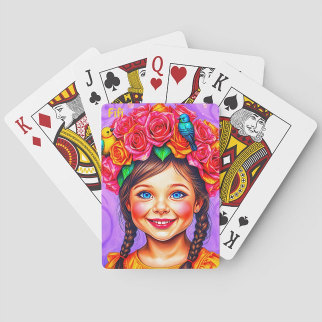 FIFI ~ PÅSK BONNET ~ Cute Girl Birds ~ Casinokort (Baksidan)